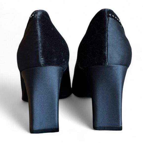 Vintage Black Satin Rhinestone Pumps by Lord & Taylor – Size 7.5 - Picture 6 of 8